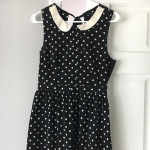 Peter Pan Collar Tie-Back Polka-Dot Dress.